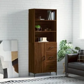 Aparador alto madera contrachapada marrón roble 69,5x34x180 cm de vidaXL, Aparadores - Ref: Foro24-3189452, Precio: 154,42 €,...