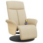 Sillón reclinable de masaje con reposapiés tela color crema