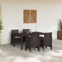 Conjunto de Comedor de Jardín 5 pcs Marrón Ratan Polt