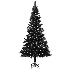 Árbol de Navidad artificial con LEDs y soporte negro 240 cm PVC