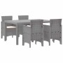 Conjunto de Comedor de Jardín 5 pcs Gris Claro Ratan Polt