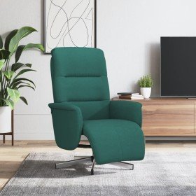 Sillón reclinable con reposapiés tela verde oscuro