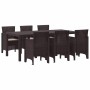 Conjunto de Comedor de Jardín 7 pcs Marrón Ratan Polt