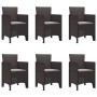 Conjunto de Comedor de Jardín 7 pcs Marrón Ratan Polt