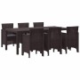 Conjunto de Comedor de Jardín 7 pcs Marrón Ratan Polt