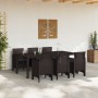 Conjunto de Comedor de Jardín 7 pcs Marrón Ratan Polt