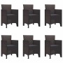 Conjunto de Comedor de Jardín 7 pcs Marrón Ratan Polt