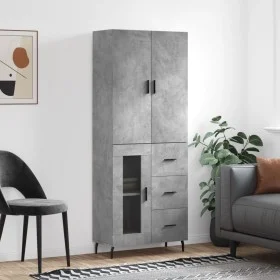 Aparador alto madera contrachapada gris hormigón 69,5x34x180 cm de vidaXL, Aparadores - Ref: Foro24-3195975, Precio: 158,72 €...
