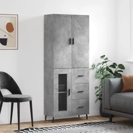 Aparador alto madera contrachapada gris hormigón 69,5x34x180 cm de vidaXL, Aparadores - Ref: Foro24-3195975, Precio: 158,72 €...