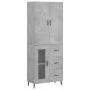 Aparador alto madera contrachapada gris hormigón 69,5x34x180 cm de vidaXL, Aparadores - Ref: Foro24-3195975, Precio: 158,72 €...