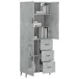 Aparador alto madera contrachapada gris hormigón 69,5x34x180 cm de vidaXL, Aparadores - Ref: Foro24-3195975, Precio: 158,72 €...