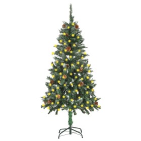 Árbol de Navidad artificial iluminado con luces y piñas 150 cm