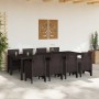 Conjunto de Comedor de Jardín 9 pcs Marrón Ratan Polt