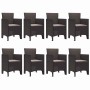 Conjunto de Comedor de Jardín 9 pcs Marrón Ratan Polt