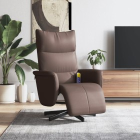 Sillón reclinable masaje con reposapiés cuero sintético marrón Sillón reclinable masaje con reposapiés cuero sintético marrón