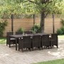 Conjunto de Comedor de Jardín 9 pcs Marrón Ratan Polt