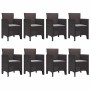 Conjunto de Comedor de Jardín 9 pcs Marrón Ratan Polt