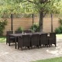 Conjunto de Comedor de Jardín 9 pcs Marrón Ratan Polt