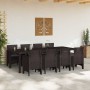 Conjunto de Comedor de Jardín 9 pcs Marrón Ratan Polt