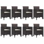 Conjunto de Comedor de Jardín 9 pcs Marrón Ratan Polt