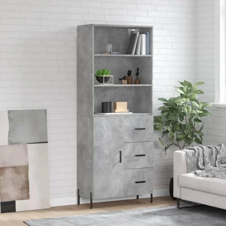 Aparador alto madera contrachapada gris hormigón 69,5x34x180 cm de vidaXL, Aparadores - Ref: Foro24-3189457, Precio: 149,94 €...