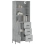 Aparador alto madera contrachapada gris hormigón 69,5x34x180 cm by vidaXL, Sideboards - Ref: Foro24-3189457, Price: 164,90 €,...