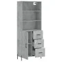 Aparador alto madera contrachapada gris hormigón 69,5x34x180 cm de vidaXL, Aparadores - Ref: Foro24-3189457, Precio: 149,94 €...