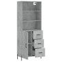 Aparador alto madera contrachapada gris hormigón 69,5x34x180 cm by vidaXL, Sideboards - Ref: Foro24-3189457, Price: 164,90 €,...