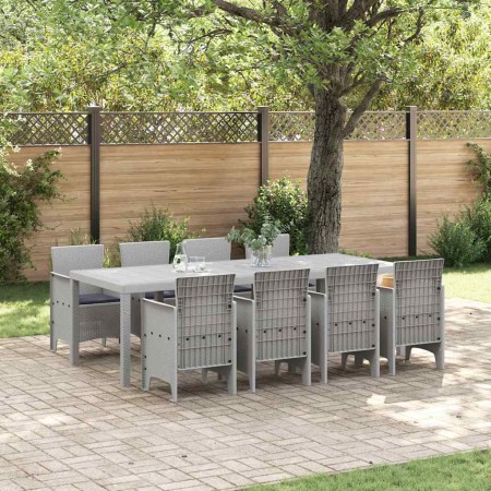 Conjunto de Comedor de Jardín 9 pcs Blanco Ratan Polt