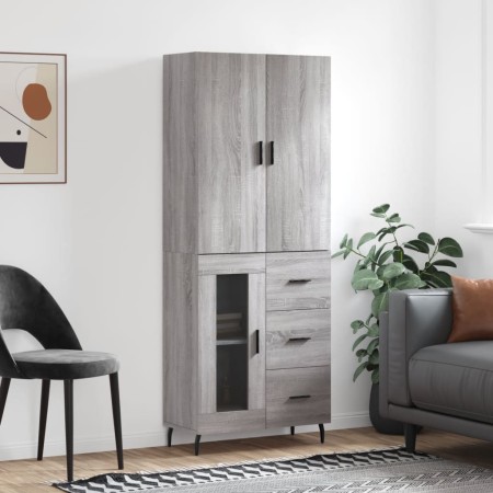 Aparador alto madera contrachapada gris sonoma 69,5x34x180 cm de vidaXL, Aparadores - Ref: Foro24-3195977, Precio: 172,39 €, ...