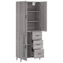 Aparador alto madera contrachapada gris sonoma 69,5x34x180 cm de vidaXL, Aparadores - Ref: Foro24-3195977, Precio: 172,39 €, ...