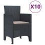 Conjunto de Comedor de Jardín 11 pcs Antracita Poliratán