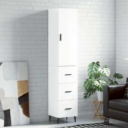 Hochglänzendes Sideboard aus weißem Sperrholz, 34,5 x 34 x 180 cm von vidaXL, Sideboards - Ref: Foro24-3198867, Preis: 128,72...