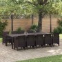 Conjunto de Comedor de Jardín con cojín 11 pcs Marrón Ratán