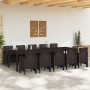 Conjunto de Comedor de Jardín con cojín 11 pcs Marrón Ratán