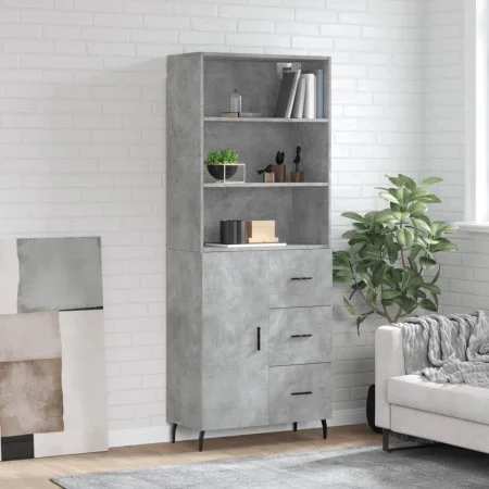 Concrete gray plywood tall sideboard 69.5x34x180 cm by vidaXL, Sideboards - Ref: Foro24-3189465, Price: 149,34 €, Discount: %