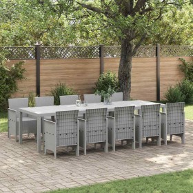 Conjunto de Comedor de Jardín 11 pcs Gris claro Polipropileno