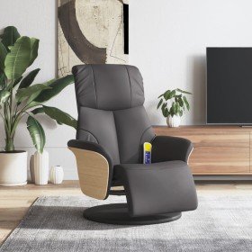 Sillón reclinable de masaje con reposapiés cuero sintético gris en Sillones | Comprar online en Foro24