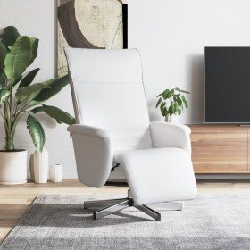 Sillón reclinable con reposapiés cuero sintético blanco Sillón reclinable con reposapiés cuero sintético blanco