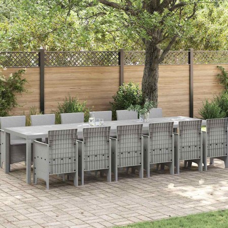 Conjunto de Comedor de Jardín 13 pcs Gris Claro Ratan Polt