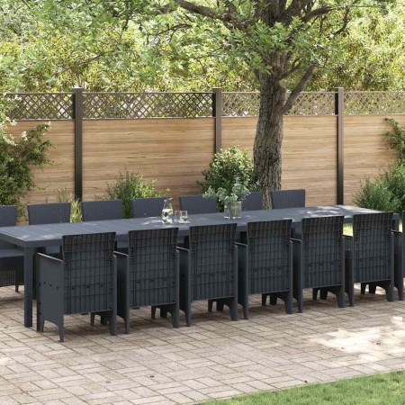 Conjunto de Comedor de Jardín 15 pcs Antracita Ratan Polt
