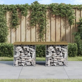 Banco jardín diseño gaviones madera pino impregnada 103x44x42cm