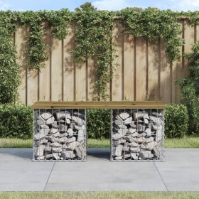 Bank garden design with gabions impregnated pine wood 103x44x42cm by vidaXL, garden benches - Ref: Foro24-834340, Price: 56,6...