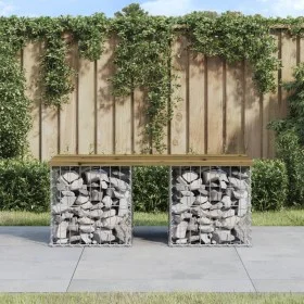 Bank garden design with gabions impregnated pine wood 103x44x42cm by vidaXL, garden benches - Ref: Foro24-834340, Price: 56,1...