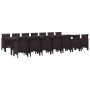 Conjunto de Comedor de Jardín 15 pcs Marrón Ratan Polt