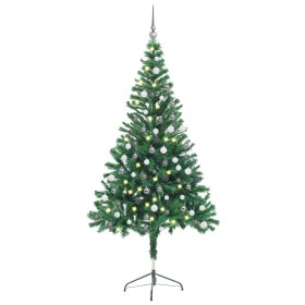 Árbol de Navidad artificial con luces y bolas 380 ramas 150 cm