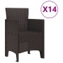 Conjunto de Comedor de Jardín 15 pcs Marrón Ratan Polt