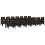 Conjunto de Comedor de Jardín 15 pcs Marrón Ratan Polt