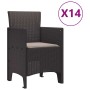 Conjunto de Comedor de Jardín 15 pcs Marrón Ratan Polt