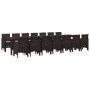 Conjunto de Comedor de Jardín 15 pcs Marrón Ratan Polt